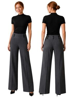 Vintage Nine West Gray Corset Lace Up Wide Leg Pants | Womens 10 | Y2K Statement